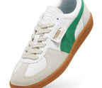 PUMA Mens Palermo Leather Lace Up Sneakers Shoes Casual - Green, Off White